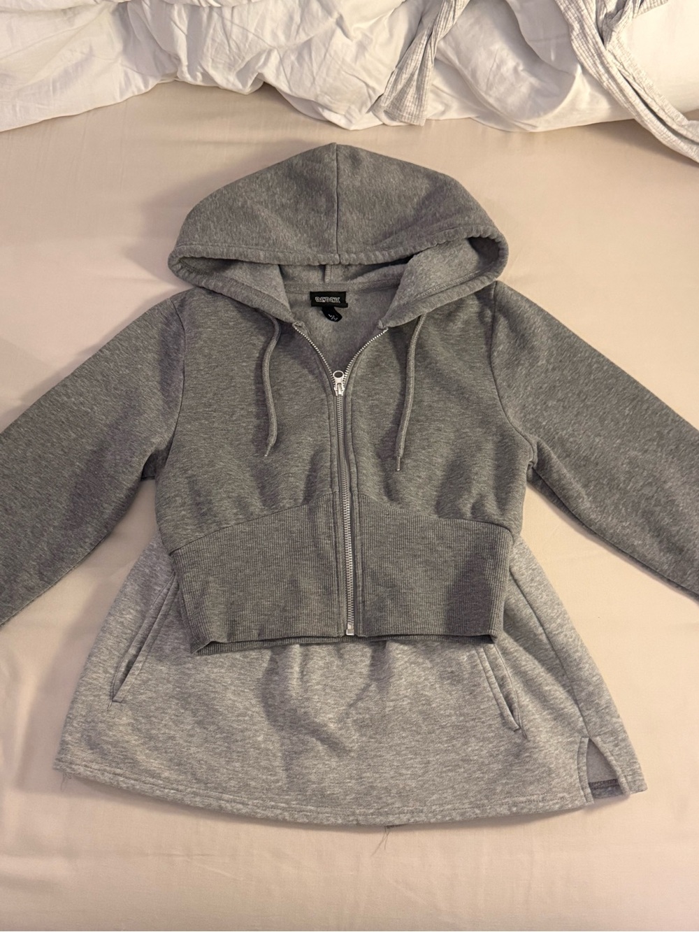 Women's Gray Zip-Up Bomber Hoodie Jacket